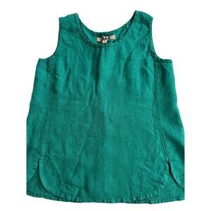 Flax linen tank top green artsy lagenlook minimalist natural S capsule